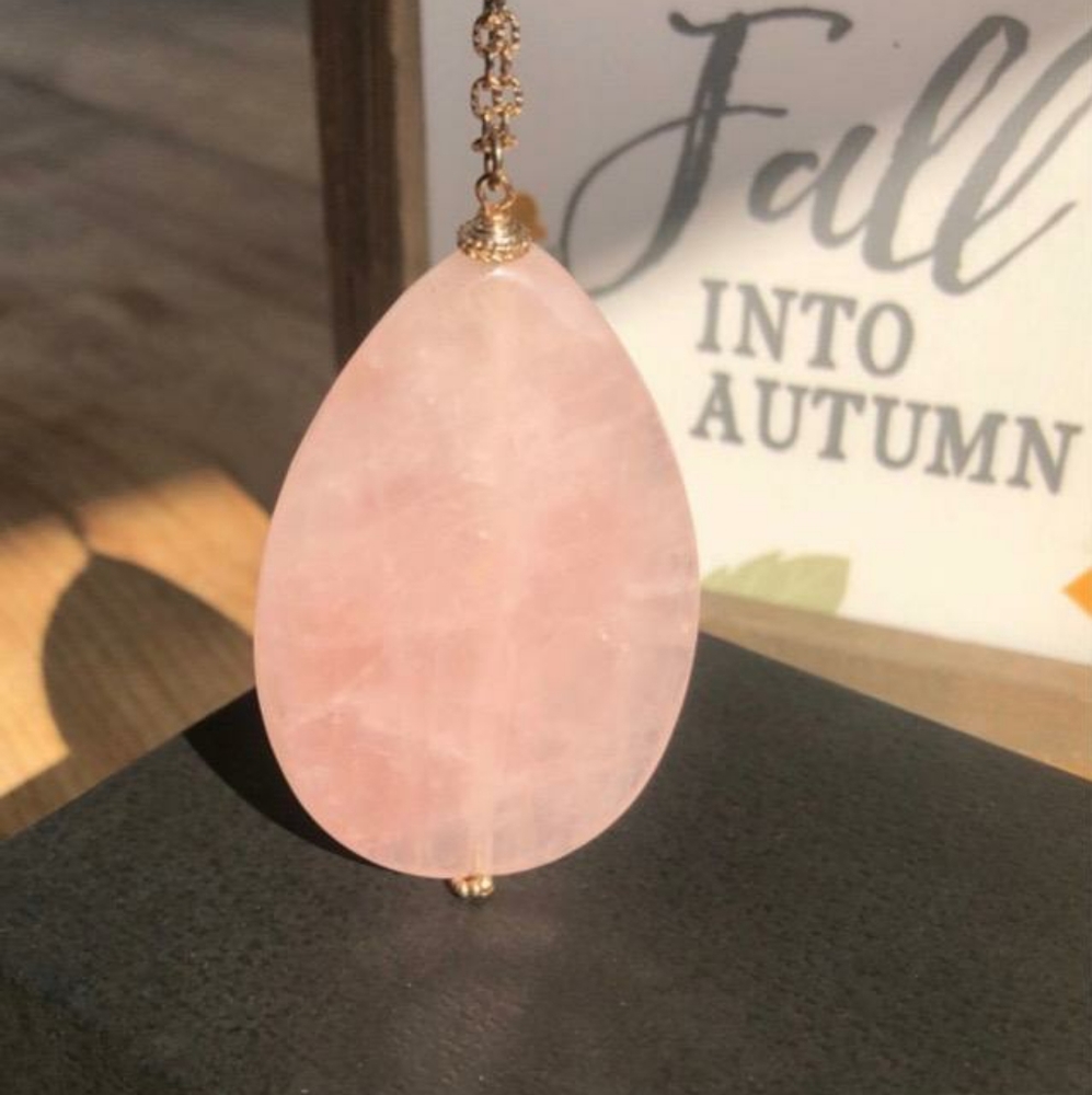 Faceted Rose Quartz Teardrop Pendant